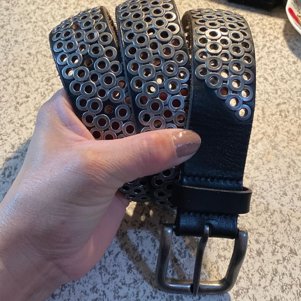 Studded black Leather belt(UNISEX)